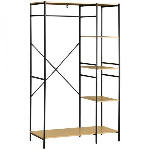 Perchero de Ropa Perchero de Madera con 4 Estantes de Almacenaje y Barra para Colgar Carga 30 kg para Dormitorio Salón Entrada 100x46x170,5 cm Natural [8]