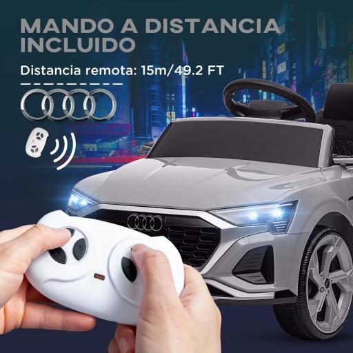 Coche Eléctrico para Niños Audi Q8 etron sportback con Batería 12V Mando a Distancia Faros Bocina y Música Gris [5]