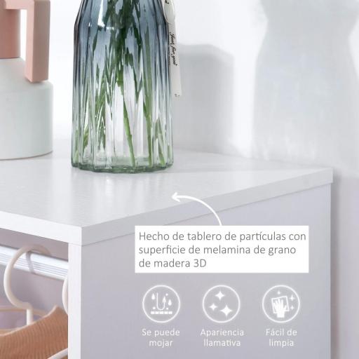 Armario Abierto con Ruedas Barra y Estantes para tener Ropa Colgada y Doblada 60x40x128 cm Blanco [7]