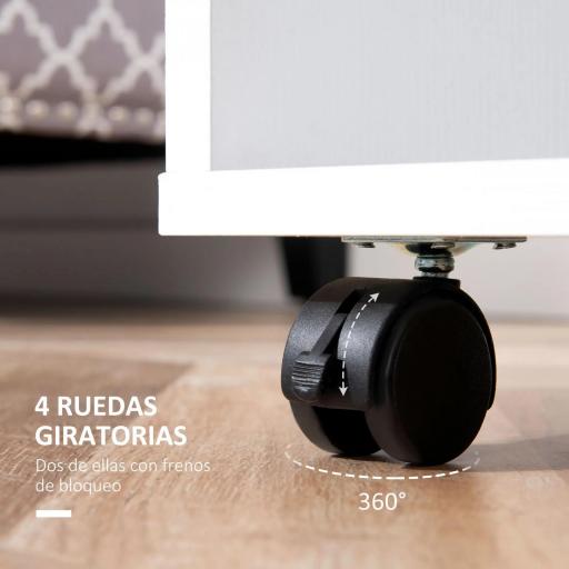 Armario Abierto con Ruedas Barra y Estantes para tener Ropa Colgada y Doblada 60x40x128 cm Blanco [5]