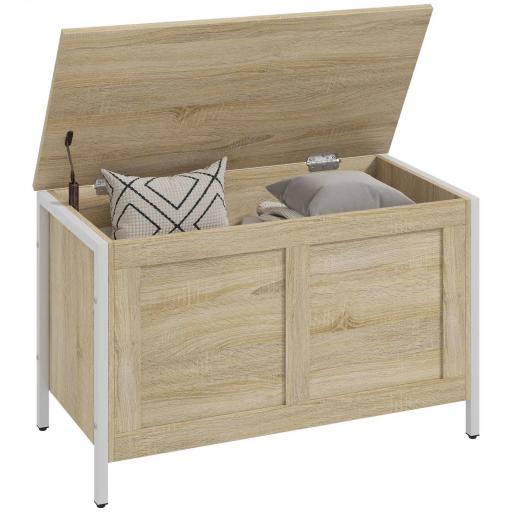 Baúl de Almacenaje para Dormitorio 95 L con Tapa Banco de Almacenaje con Bisagra de Seguridad 80x40x50 cm Roble [7]