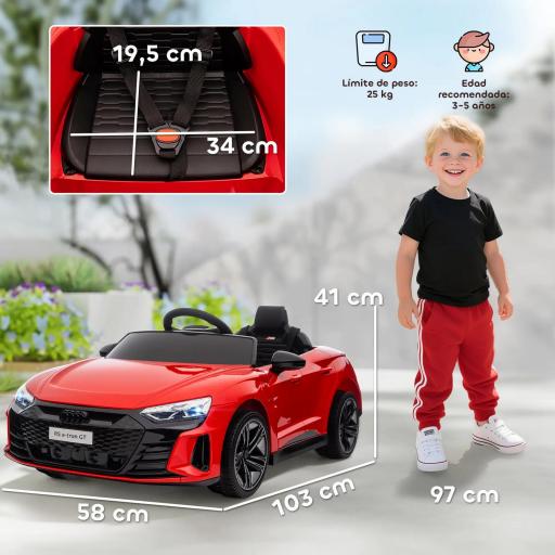 Coche Eléctrico para Niños de +3 Años AUDI RS e-tron GT Coche de Batería con Mando a Distancia 103x58x41 cm Rojo [7]