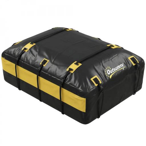 Bolsa de Techo para Coche 594L Impermeable con 6 Correas Alfombrilla Antideslizante Ganchos para Vehículos Amarillo [9]