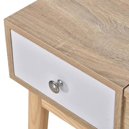 Tocador de Maquillaje con Espejo Abatible 100 cm Mesa de Maquillaje con Taburete Acolchado Cojín Suave Compartimentos y Cajones Patas de Madera Maciza Color Natural [6]