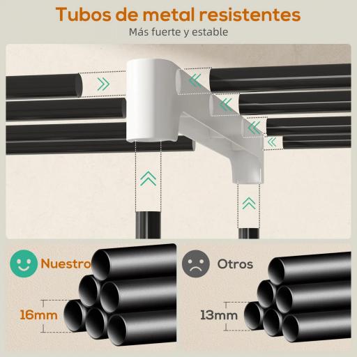 Armario de Ropa 182x43x185 cm Armario Abierto con 8 Estantes de Tela Barras para Colgar Marco de Metal Gris Claro [7]