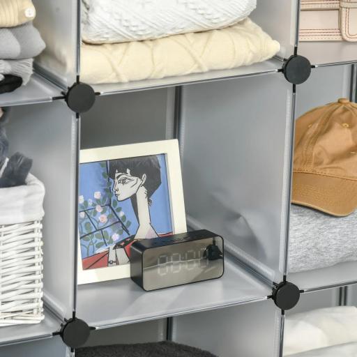 Armario Modular de Plástico Zapatero Organizador con 16 Cubos para Entrada Pasillo Dormitorio 125x32x125 cm Transparente [4]