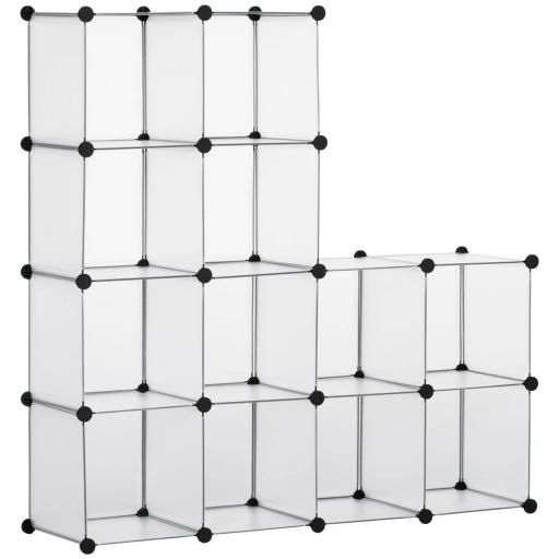 Armario Modular de Plástico Zapatero Organizador con 16 Cubos para Entrada Pasillo Dormitorio 125x32x125 cm Transparente [9]