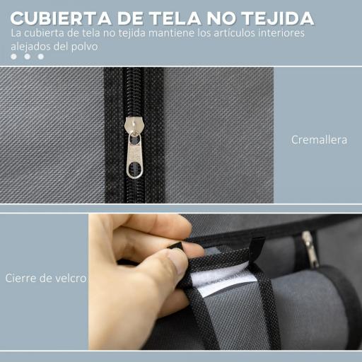 Armario de Tela Plegable Ropero Portátil con 6 Estantes y 1 Barra de Colgar para Dormitorio 103x43x162,5cm Gris Oscuro [2]