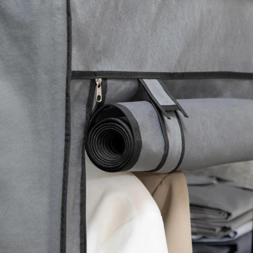 Armario de Tela Plegable Ropero Portátil con 6 Estantes y 1 Barra de Colgar para Dormitorio 103x43x162,5cm Gris Oscuro [4]