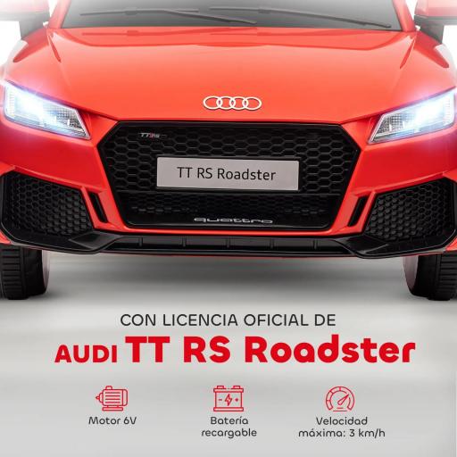 Coche Eléctrico para Niños de 3+ Años Audi TT Eléctrico 12V con Velocidad 3 km/h Mando a Distancia 102x60x44 cm Rojo [3]