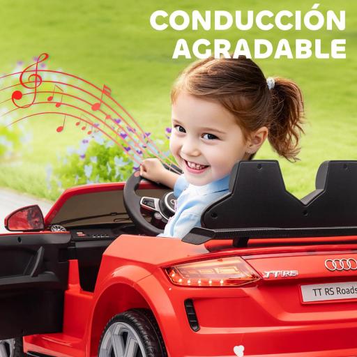 Coche Eléctrico para Niños de 3+ Años Audi TT Eléctrico 12V con Velocidad 3 km/h Mando a Distancia 102x60x44 cm Rojo [4]