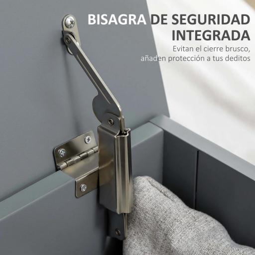 Baúl de Almacenaje con Tapa Baúl de Almacenaje Versátil con Bisagra de Seguridad para Pasillo Salón 81x40x46 cm Gris [1]