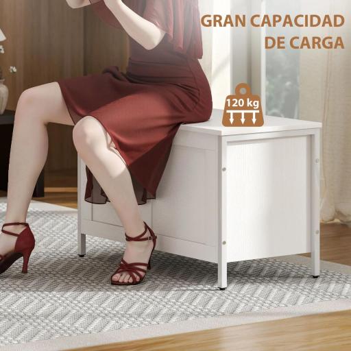 Baúl de Almacenaje para Dormitorio 95 L con Tapa Banco de Almacenaje con Bisagra de Seguridad 80x40x50 cm Blanco Veteado [4]