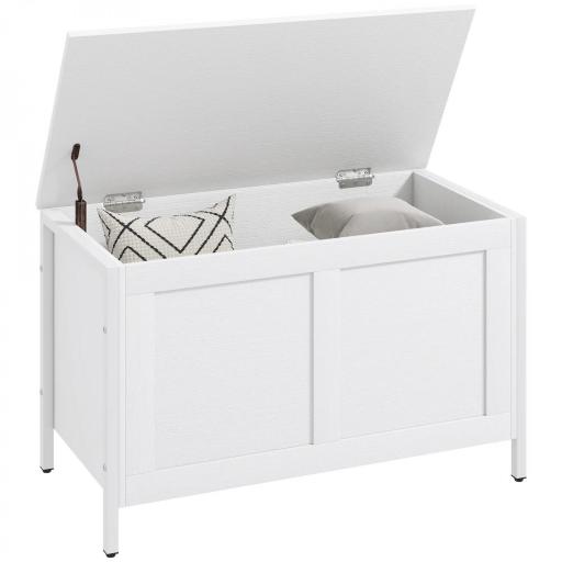 Baúl de Almacenaje para Dormitorio 95 L con Tapa Banco de Almacenaje con Bisagra de Seguridad 80x40x50 cm Blanco Veteado [8]