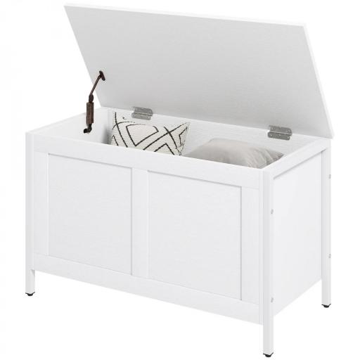 Baúl de Almacenaje para Dormitorio 95 L con Tapa Banco de Almacenaje con Bisagra de Seguridad 80x40x50 cm Blanco Veteado [9]
