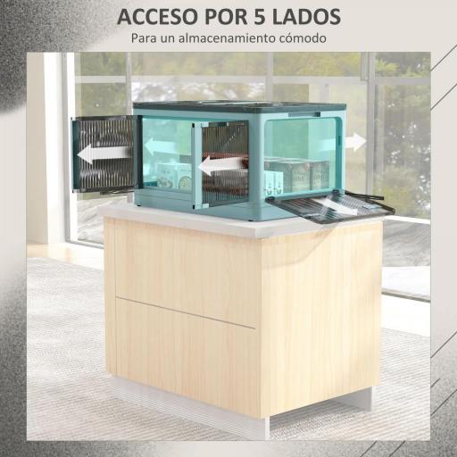 Caja de Almacenamiento Apilable con Tapa 69L de Capacidad Caja Organizadora Plegable con Ruedas 60x42x34 cm Azul [2]