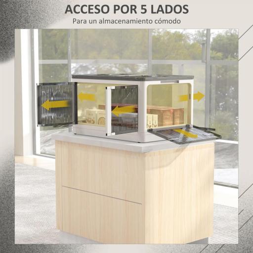 Caja de Almacenamiento Apilable con Tapa 69L de Capacidad Caja Organizadora Plegable con Ruedas 60x42x34 cm Blanco [8]