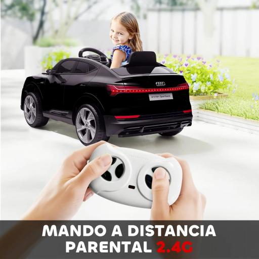 Coche de Batería para Niños 12V Audi E-tron con Mando a Distancia Faros Bocina Música Velocidad 3-5 km/h Negro [4]