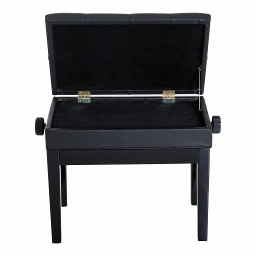 Banqueta para Piano Banco para Piano con Ajustable en Altura de 48 a 58 cm Espacio de Almacenamiento Patas de Madera Taburete para Teclado Acolchado 54,5x33x48-58 cm Negro [5]