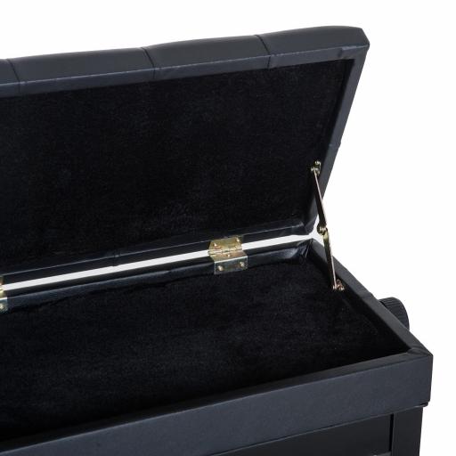 Banqueta para Piano Banco para Piano con Ajustable en Altura de 48 a 58 cm Espacio de Almacenamiento Patas de Madera Taburete para Teclado Acolchado 54,5x33x48-58 cm Negro [9]