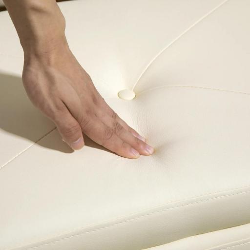 Baúl de Almacenaje para Dormitorio 33L Tapizado en PU Banco de Almacenaje con Patas de Madera 60x38x40 cm Crema [7]