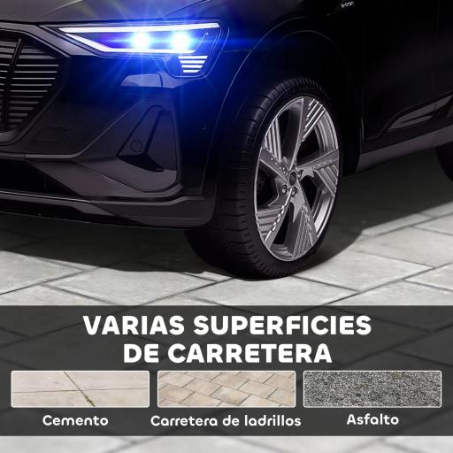 Coche de Batería para Niños 12V Audi E-tron con Mando a Distancia Faros Bocina Música Velocidad 3-5 km/h Negro [6]