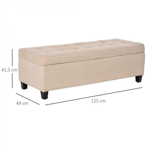 Banco de Almacenamiento Puff de Almacenaje Taburete Tapizado en Lino con Tapa Abatible para Entrada 125x49x41,5 cm Beige [5]