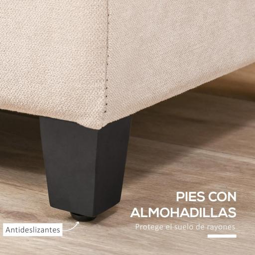 Banco de Almacenamiento Puff de Almacenaje Taburete Tapizado en Lino con Tapa Abatible para Entrada 125x49x41,5 cm Beige [6]