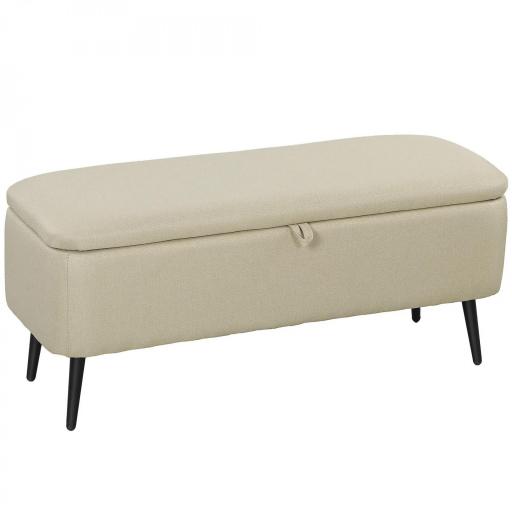Banco de Almacenaje con Tapa Abatible y Patas de Acero para Dormitorio Salón Entrada 101x38,5x44,5 cm Beige [8]
