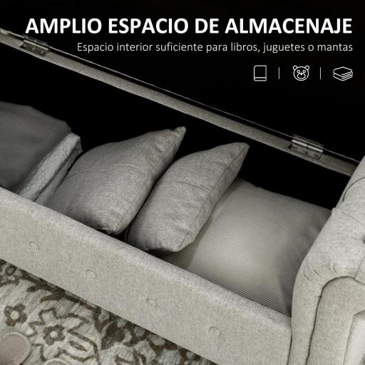 Banqueta Pie de Cama con Almacenamiento y Reposabrazos para Dormitorio Salón Pasillo 146,5x49x74,5 cm Gris Claro [5]