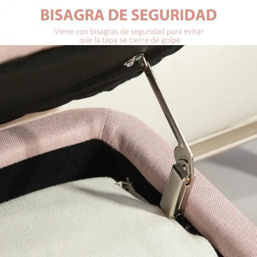 Banco de Almacenamiento con Tapa Abatible y Patas de Acero para Dormitorio Salón Entrada 101x38,5x44,5cm Rosa [3]
