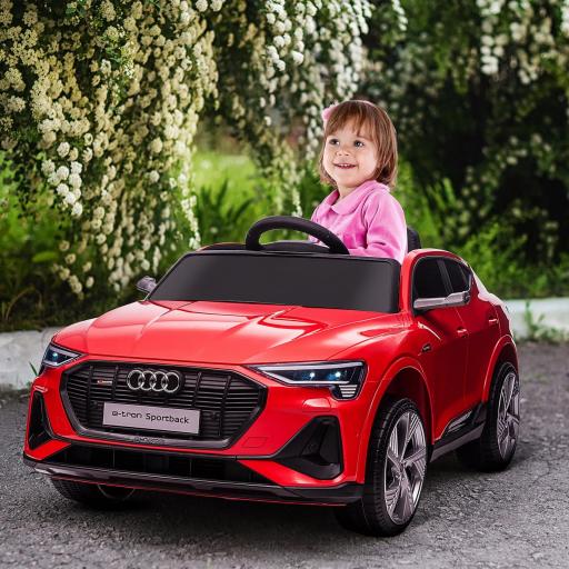 Coche de Batería para Niños 12V Audi E-tron con Mando a Distancia Faros Bocina Música Velocidad 3-5 km/h Rojo