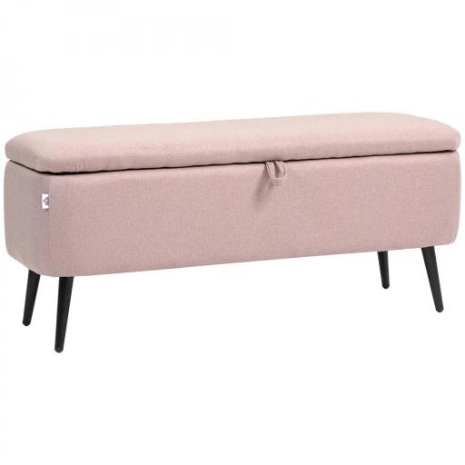 Banco de Almacenamiento con Tapa Abatible y Patas de Acero para Dormitorio Salón Entrada 101x38,5x44,5cm Rosa [8]