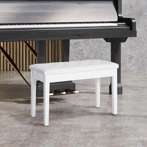 Taburete de Piano Banco de Teclado con Espacio de Almacenamiento Bajo del Asiento de Cuero Sintético 76x36x50 cm Blanco