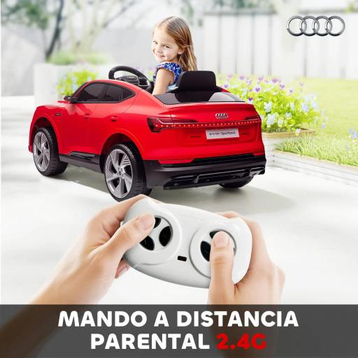Coche de Batería para Niños 12V Audi E-tron con Mando a Distancia Faros Bocina Música Velocidad 3-5 km/h Rojo [4]