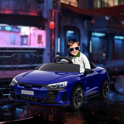 Coche vehículo eléctrico para niños 12 V - control remoto parental - efectos sonoros, luces - Audi RS E-tron GT Azul