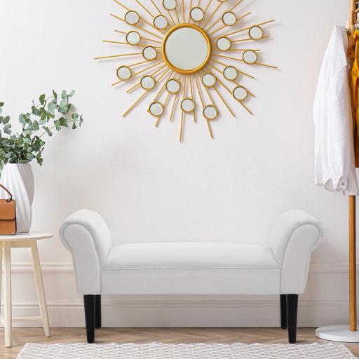 Banco Zapatero Banqueta con Brazos Tapizada tipo Banco de Madera para Dormitorio Salón Recibidor 102x36x51cm Carga 130kg [3]