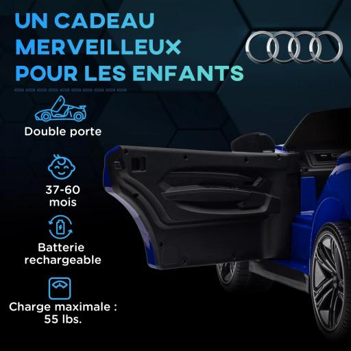 Coche vehículo eléctrico para niños 12 V - control remoto parental - efectos sonoros, luces - Audi RS E-tron GT Azul [2]