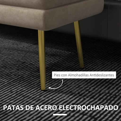 Banco de Almacenaje para Dormitorio 30L Tapizado en Terciopelo Pie de Cama con Patas de Acero 79,5x37,5x43 cm Beige [2]