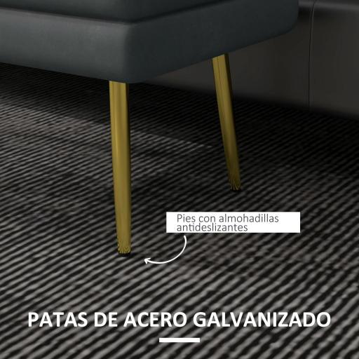 Baúl de Almacenaje para Dormitorio 30L Tapizado en Terciopelo con Patas de Acero 79,5x37,5x43 cm Gris Oscuro [6]