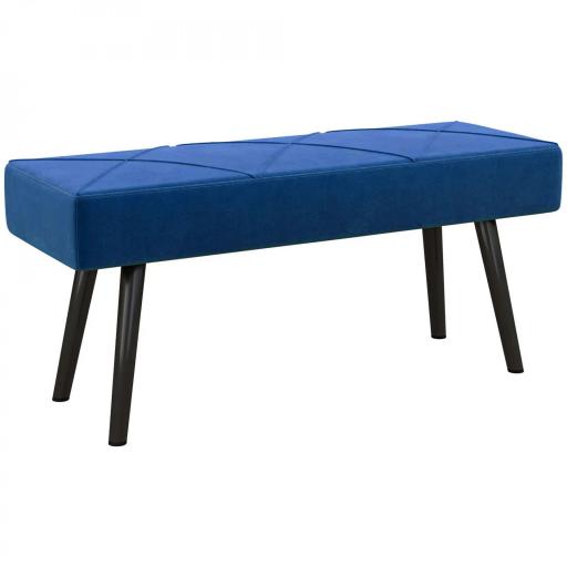 Taburete Pie de Cama Multifuncional con Pies de Acero y Asiento Acolchado para Entrada Pasillo 100x36x45 cm Azul Oscuro [9]