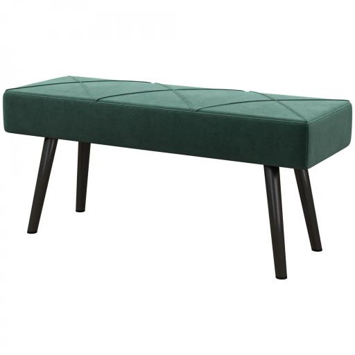 Taburete Pie de Cama Multifuncional con Pies de Acero y Asiento Acolchado para Entrada Pasillo 100x36x45 cm Verde [9]