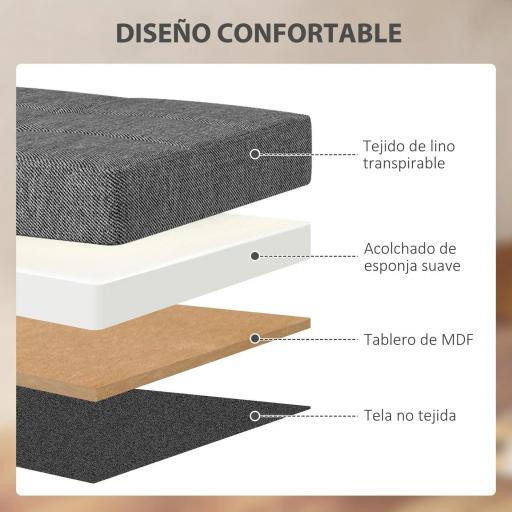 Baúl de Almacenaje para Dormitorio Plegable 84L Tapizado de Lino Sintético con Tapa para Salón 76x38x38 cm Gris Oscuro [5]