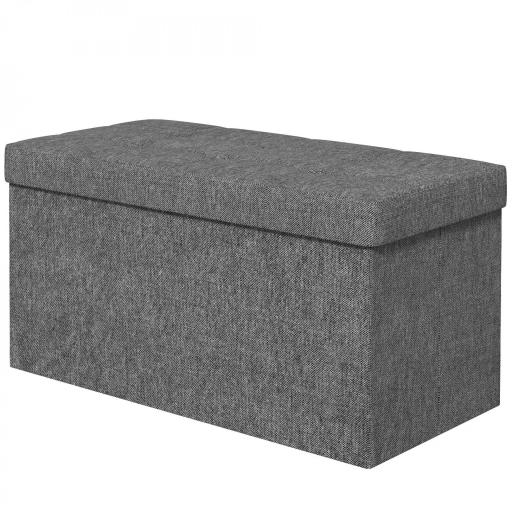 Baúl de Almacenaje para Dormitorio Plegable 84L Tapizado de Lino Sintético con Tapa para Salón 76x38x38 cm Gris Oscuro [8]