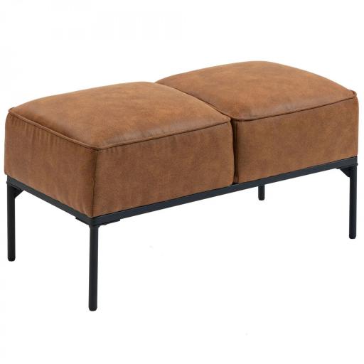 Taburete Pie de Cama Moderno de Cuero Sintético con Asiento Acolchado Grueso y Patas de Acero 80x40x46 cm Marrón [7]