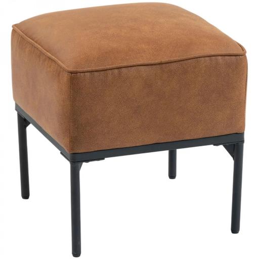 Reposapiés Salón Taburete Bajo Tapizado en PU con Patas de Acero Acolchado Grueso Otomana para Sofá Marrón [9]