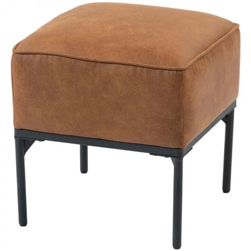 Reposapiés Salón Taburete Bajo Tapizado en PU con Patas de Acero Acolchado Grueso Otomana para Sofá Marrón [8]