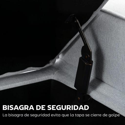 Banco de Almacenaje con Tapa Abatible y Patas de Madera para Dormitorio Salón Entrada 120x45x54 cm Gris Claro [6]