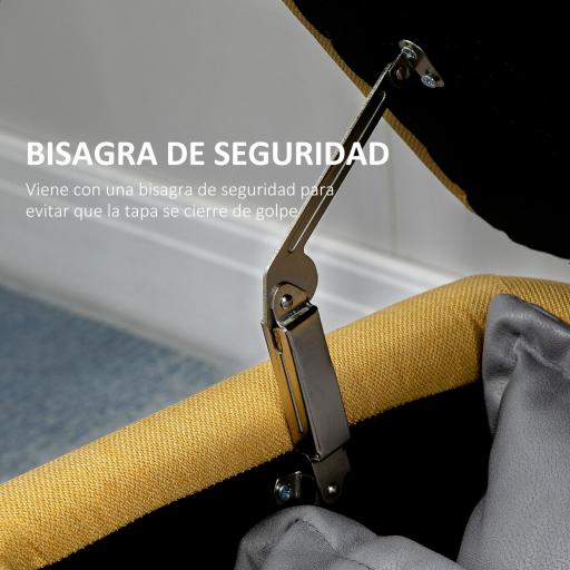 Banco de Almacenamiento con Tapa Abatible y Patas de Acero para Dormitorio Salón Entrada 101x38,5x44,5cm Amarillo [2]
