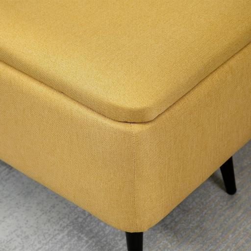 Banco de Almacenamiento con Tapa Abatible y Patas de Acero para Dormitorio Salón Entrada 101x38,5x44,5cm Amarillo [6]